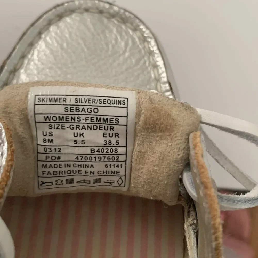 Sebago Silver Embellished Sequins Shoes Size 8 - Picture 10 of 12